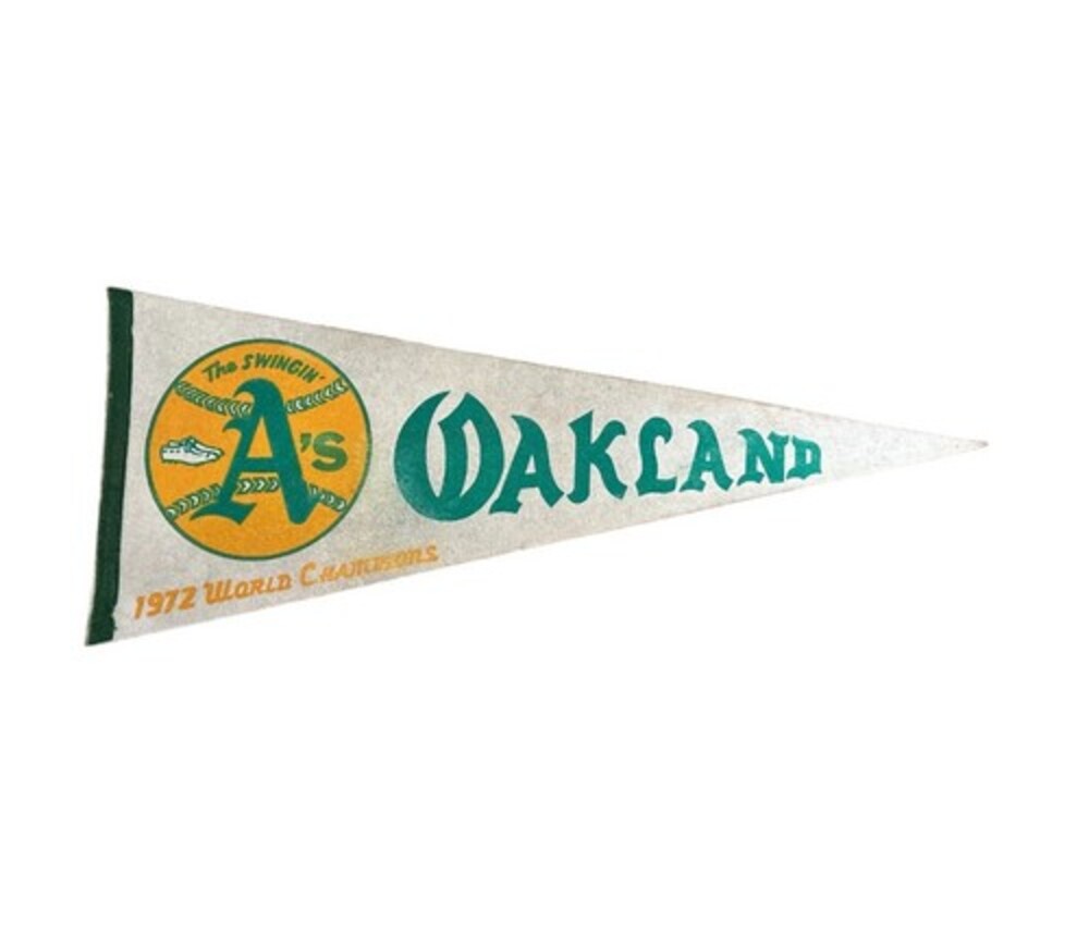Vintage 1972 The Swingin’ A’s Oakland World Champions Pennant White / Green